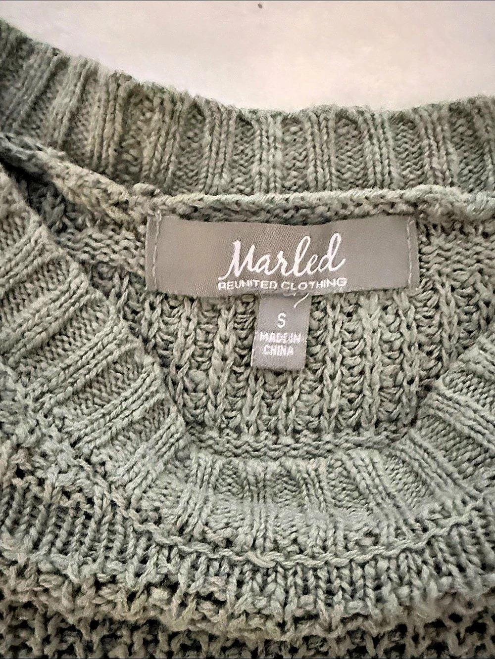 Marled Women'Small Knit Crewneck Sweater in Sage Green Size Small - Picture 3 of 3